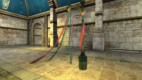 Post with Celebratory Teal Streamers