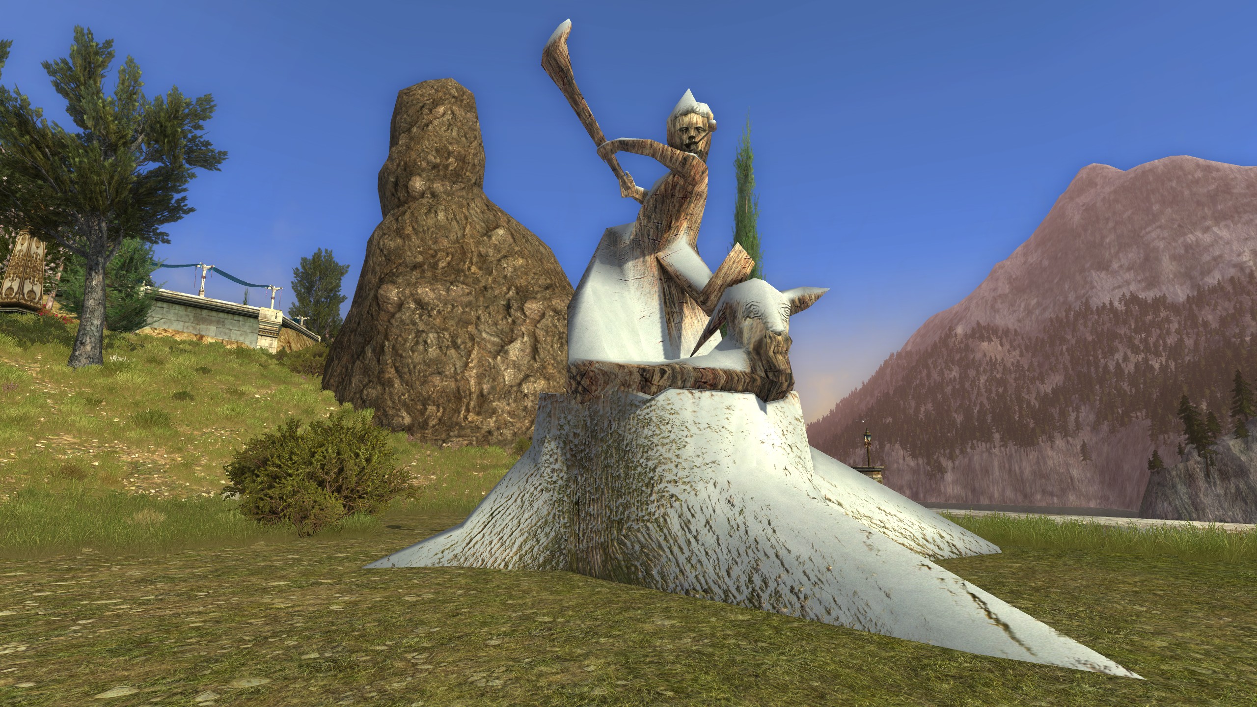 Snow-Laden Statue of Bullroarer Took